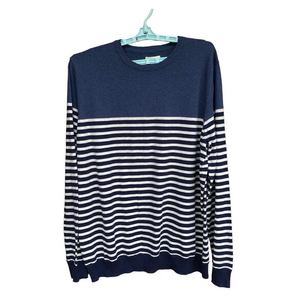 SONOMA Nautical Navy White striped Cotton Lightweight Sweater Size XXL 2XL nwt - Picture 1 of 9